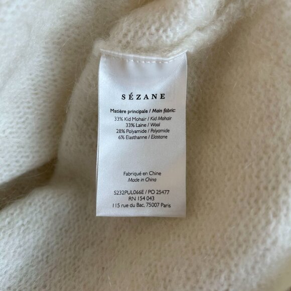 BEST Sezane Stacy Jumper Sweater Medium Ecru Ivory French Wool Mohair Knit - Picture 10 of 10
